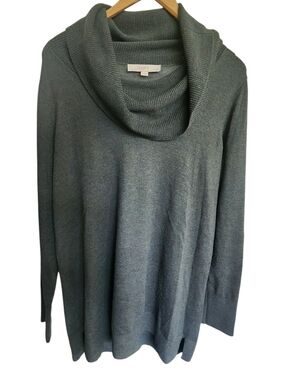 LOFT Women's Slate Green Cowl Neck Tunic Sweater Med Petite
